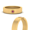 Load image into Gallery viewer, Flat Single Stone Mens Band Engraved
