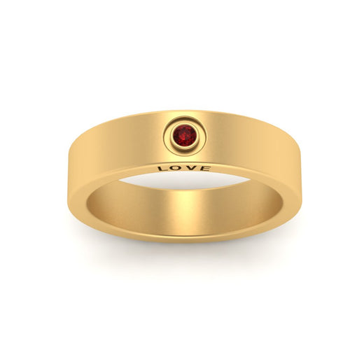 Flat Single Stone Mens Band Engraved