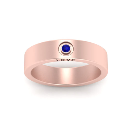 Flat Single Stone Mens Band Engraved