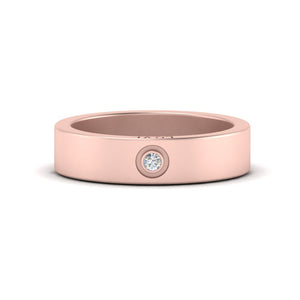 Flat Single Stone Mens Band Engraved