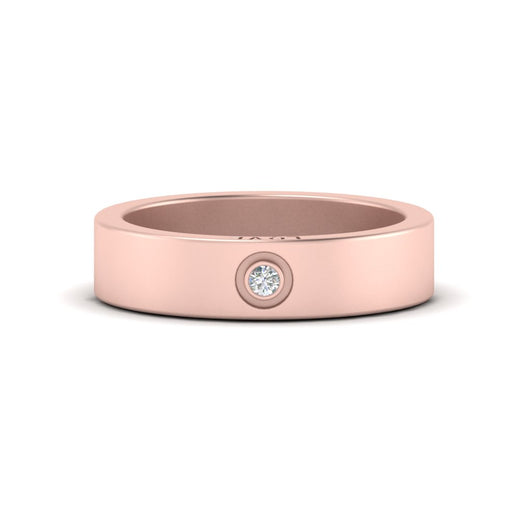 Flat Single Stone Mens Band Engraved