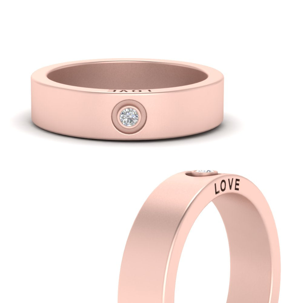 Flat Single Stone Mens Band Engraved