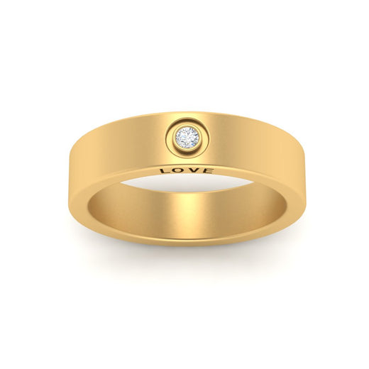 Flat Single Stone Mens Band Engraved