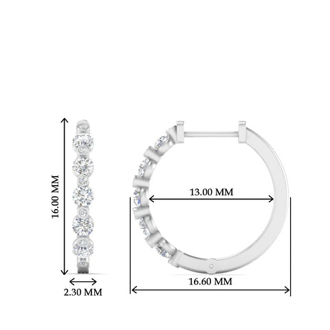 Floating Bezel Diamond Huggie Earring