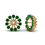 Load image into Gallery viewer, floral-diamond-earring-jackets-for-studs-with-emerald-in-yellow-gold-FDEAR893GEMGRANGLE1-NL-YG.jpg
