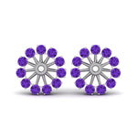 Load image into Gallery viewer, floral-diamond-earring-jackets-for-studs-with-purple-topaz-in-white-gold-FDEAR893GVITOANGLE1-NL-WG.jpg

