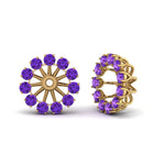 Load image into Gallery viewer, floral-diamond-earring-jackets-for-studs-with-purple-topaz-in-yellow-gold-FDEAR893GVITOANGLE1-NL-YG.jpg
