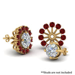 Load image into Gallery viewer, floral-diamond-earring-jackets-for-studs-with-ruby-in-yellow-gold-FDEAR893GRUDRANGLE1-NL-YG.jpg
