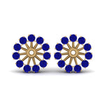 Load image into Gallery viewer, floral-diamond-earring-jackets-for-studs-with-sapphire-in-yellow-gold-FDEAR893GSABLANGLE1-NL-YG.jpg
