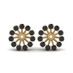 Load image into Gallery viewer, floral-earring-jackets-for-studs-with-black-diamond-in-yellow-gold-FDEAR893GBLACKANGLE1-NL-YG.jpg

