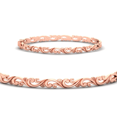 Floral Scroll Filigree Gold Bracelet
