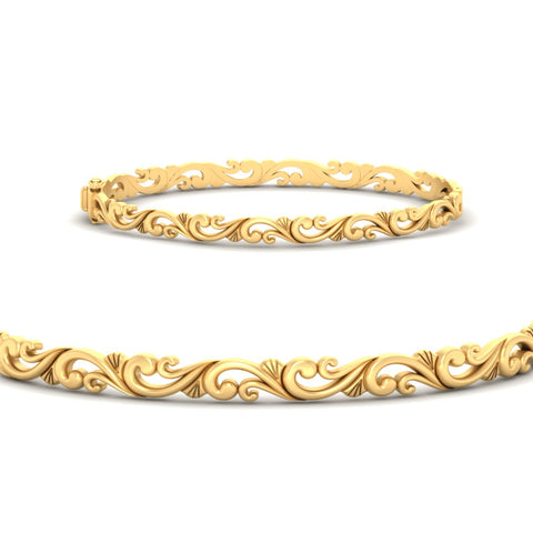 Floral Scroll Filigree Gold Bracelet