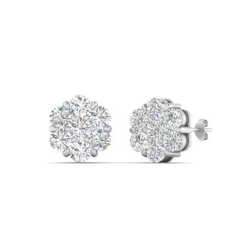 0.75 Carat 7 Stone Flower Diamond Earring