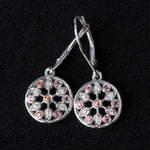 Load image into Gallery viewer, flower-diamond-lever-back-dangle-earring-with-pink-sapphire-in-white-gold-fdear8677-fancy-1-wg.jpg
