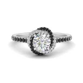 Flower Halo Round Engagement Ring