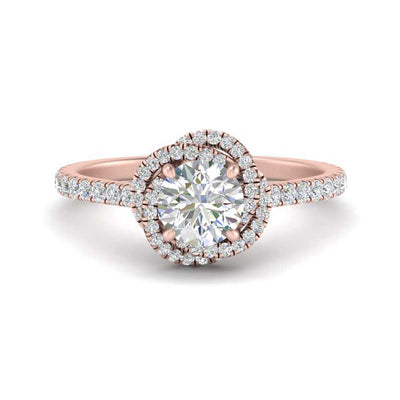 Flower Halo Round Engagement Ring
