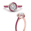 Load image into Gallery viewer, flower-halo-round-pink-sapphire-engagement-ring-in-rose-gold-FD10073RORGSADRPIANGLE3-NL-RG_b5fa2208-e878-4012-9cc8-71c057d8bd05?v=1750409788