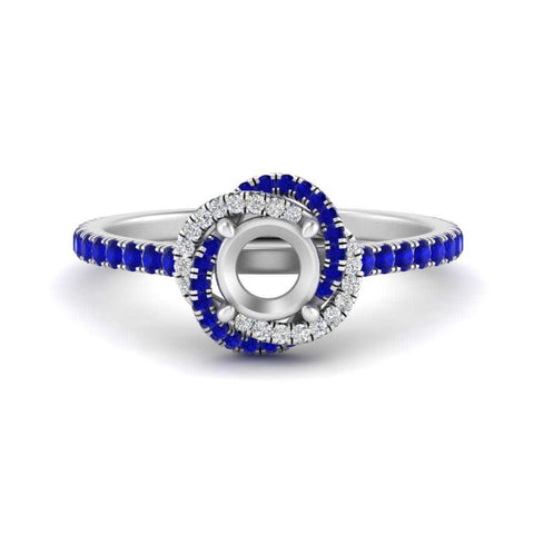 Semi Mount Flower Halo Round Engagement Ring