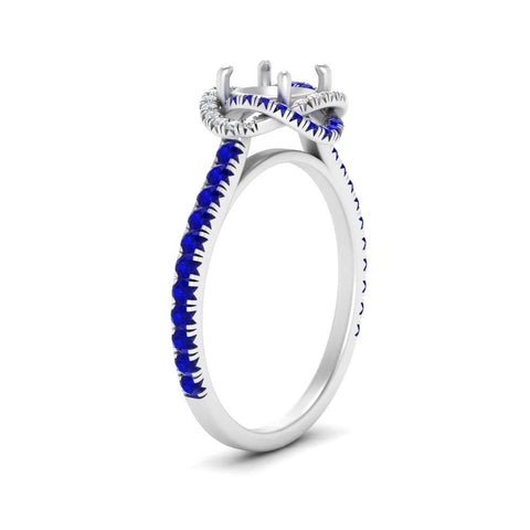 Semi Mount Flower Halo Round Engagement Ring