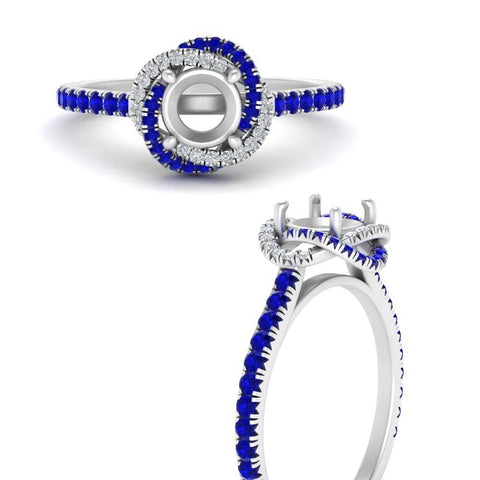 Semi Mount Flower Halo Round Engagement Ring