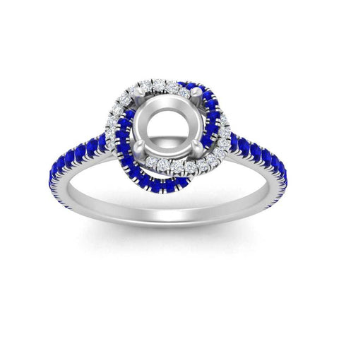 Semi Mount Flower Halo Round Engagement Ring