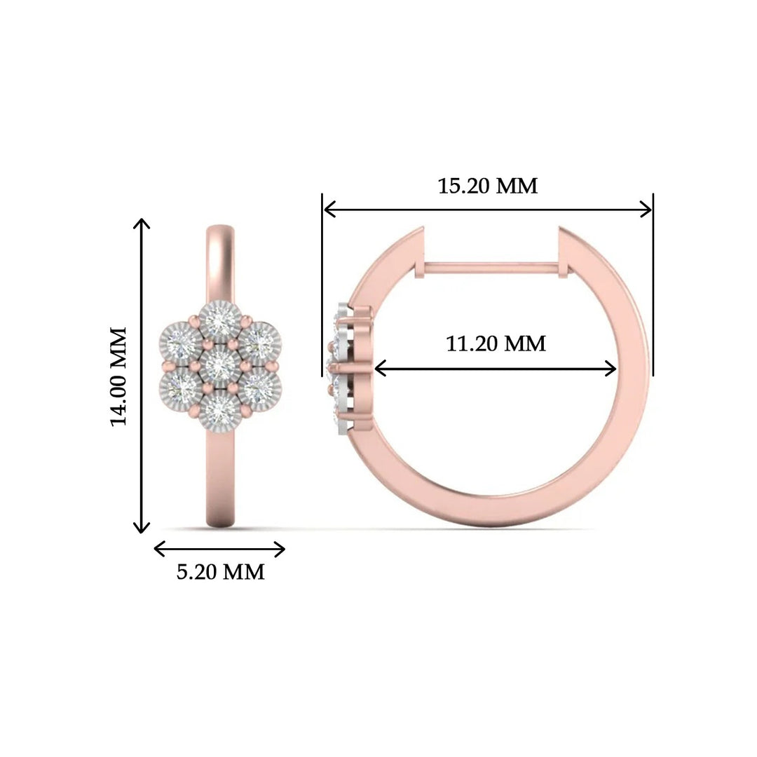 Flower Small 2 Tone Hoop Huggie Earrings