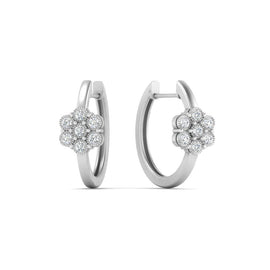 Flower Small 2 Tone Hoop Huggie Earrings