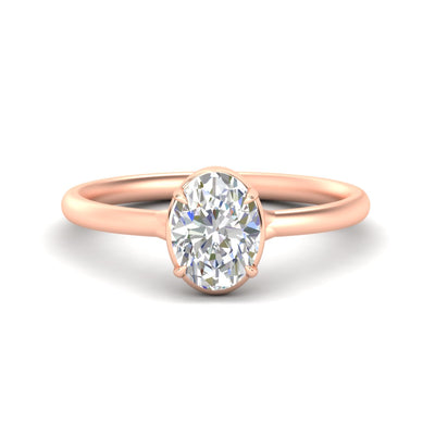 Flush Collet Oval Shaped Solitaire Engagement Ring