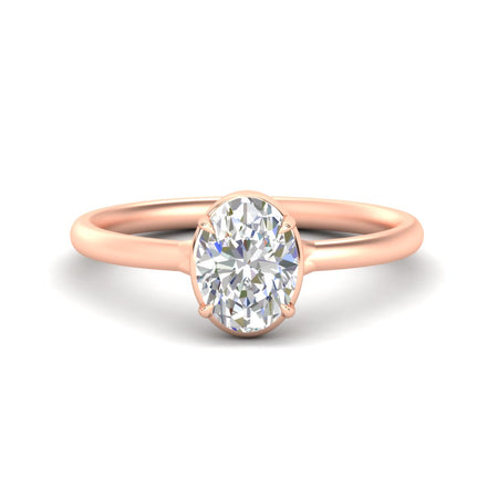 Oval Shaped Flush Collet Set Solitaire Engagement Ring