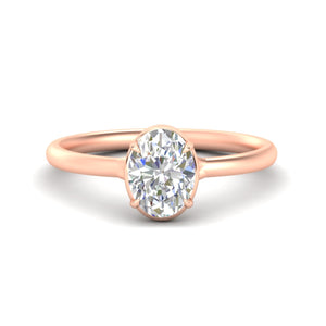 Flush Collet Oval Shaped Solitaire Engagement Ring