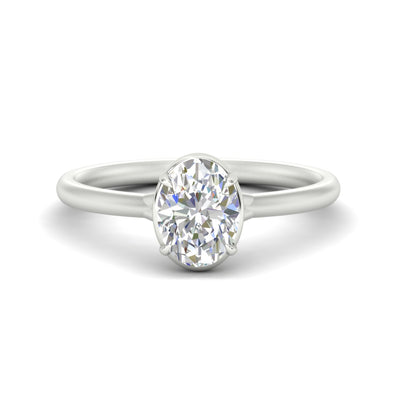 Flush Collet Oval Shaped Solitaire Engagement Ring