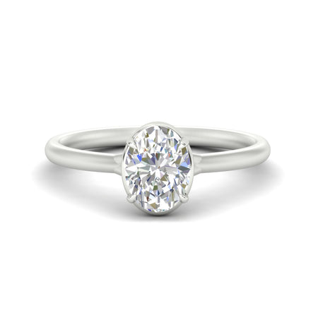 Oval Shaped Flush Collet Set Solitaire Engagement Ring