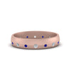 Load image into Gallery viewer, flush-set-diamond-wedding-band-with-blue-sapphire-in-14K-rose-gold-FDM122266BGSABL-NL-RG.jpg