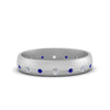 Load image into Gallery viewer, flush-set-diamond-wedding-band-with-blue-sapphire-in-14K-white-gold-FDM122266BGSABL-NL-WG.jpg