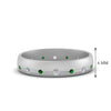 Load image into Gallery viewer, flush-set-diamond-wedding-band-with-emerald-in-14K-white-gold-FDM122266BGEMGR-NL-WG-HW.jpg