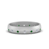 Load image into Gallery viewer, flush-set-diamond-wedding-band-with-emerald-in-14K-white-gold-FDM122266BGEMGR-NL-WG.jpg