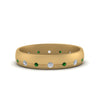Load image into Gallery viewer, flush-set-diamond-wedding-band-with-emerald-in-14K-yellow-gold-FDM122266BGEMGR-NL-YG.jpg