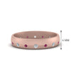 Load image into Gallery viewer, flush-set-diamond-wedding-band-with-pink-sapphire-in-14K-rose-gold-FDM122266BGSADRPI-NL-RG-HW.jpg