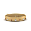 Load image into Gallery viewer, flush-set-diamond-wedding-band-with-ruby-in-14K-yellow-gold-FDM122266BGRUDR-NL-YG.jpg