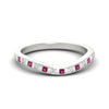 Load image into Gallery viewer, flush-set-pink-sapphire-curved-wedding-band-in-white-gold-fdens2255bgsadrpisleep-nl-wg-ws4.jpg?v=1776142549