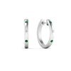 Load image into Gallery viewer, flush-set-round-diamond-hoop-earrring-with-emerald-in-white-gold-FDEAR10976GEMGRANGLE1-NL-WG