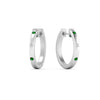 Load image into Gallery viewer, flush-set-round-diamond-hoop-earrring-with-emerald-in-white-gold-FDEAR10976GEMGRANGLE1-NL-WG