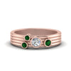 Load image into Gallery viewer, four-stone-diamond-asymmetrical-band-with-emerald-in-rose-gold-FD9098BGEMGR-NL-RG