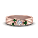 Load image into Gallery viewer, four-stone-diamond-asymmetrical-band-with-emerald-in-rose-gold-FD9098BGEMGR-NL-RG
