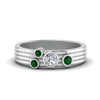 Load image into Gallery viewer, four-stone-diamond-asymmetrical-band-with-emerald-in-white-gold-FD9098BGEMGR-NL-WG