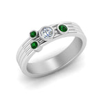 Load image into Gallery viewer, four-stone-diamond-asymmetrical-band-with-emerald-in-white-gold-FD9098BGEMGR-NL-WG
