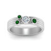 Load image into Gallery viewer, four-stone-diamond-asymmetrical-band-with-emerald-in-white-gold-FD9098BGEMGR-NL-WG