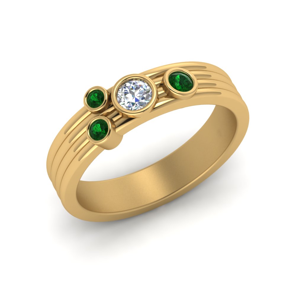 four-stone-diamond-asymmetrical-band-with-emerald-in-yellow-gold-FD9098BGEMGR-NL-YG