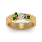 Load image into Gallery viewer, four-stone-diamond-asymmetrical-band-with-emerald-in-yellow-gold-FD9098BGEMGR-NL-YG
