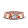 Load image into Gallery viewer, four-stone-diamond-asymmetrical-band-with-orange-sapphire-in-rose-gold-FD9098BGSAOR-NL-RG